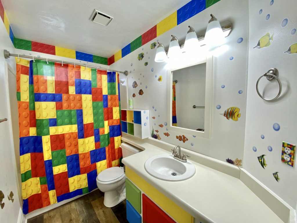 DIY Colorful Kids Bathroom Remodel