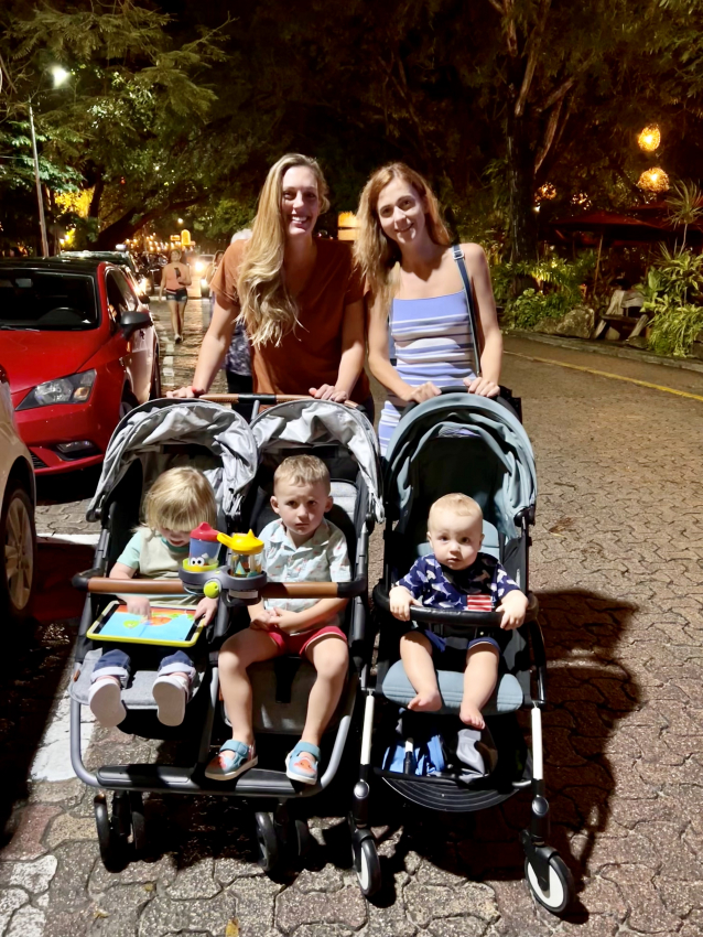 Families with their young ones out for a stroll on a lively Mexican evening, the joy of exploring Mexico with babies in tow.
