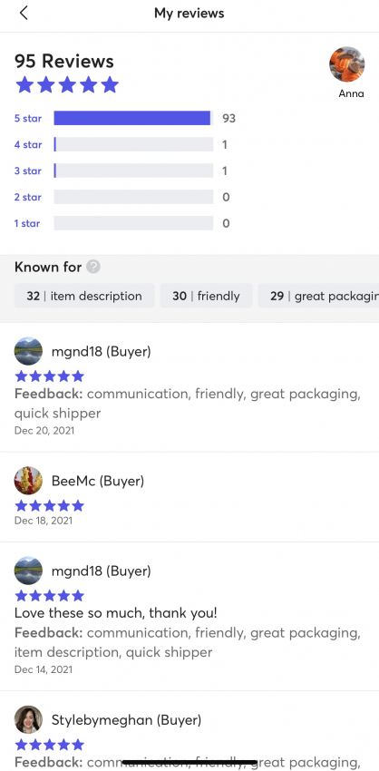 Ratings for Sellers - Mercari: Your Marketplace