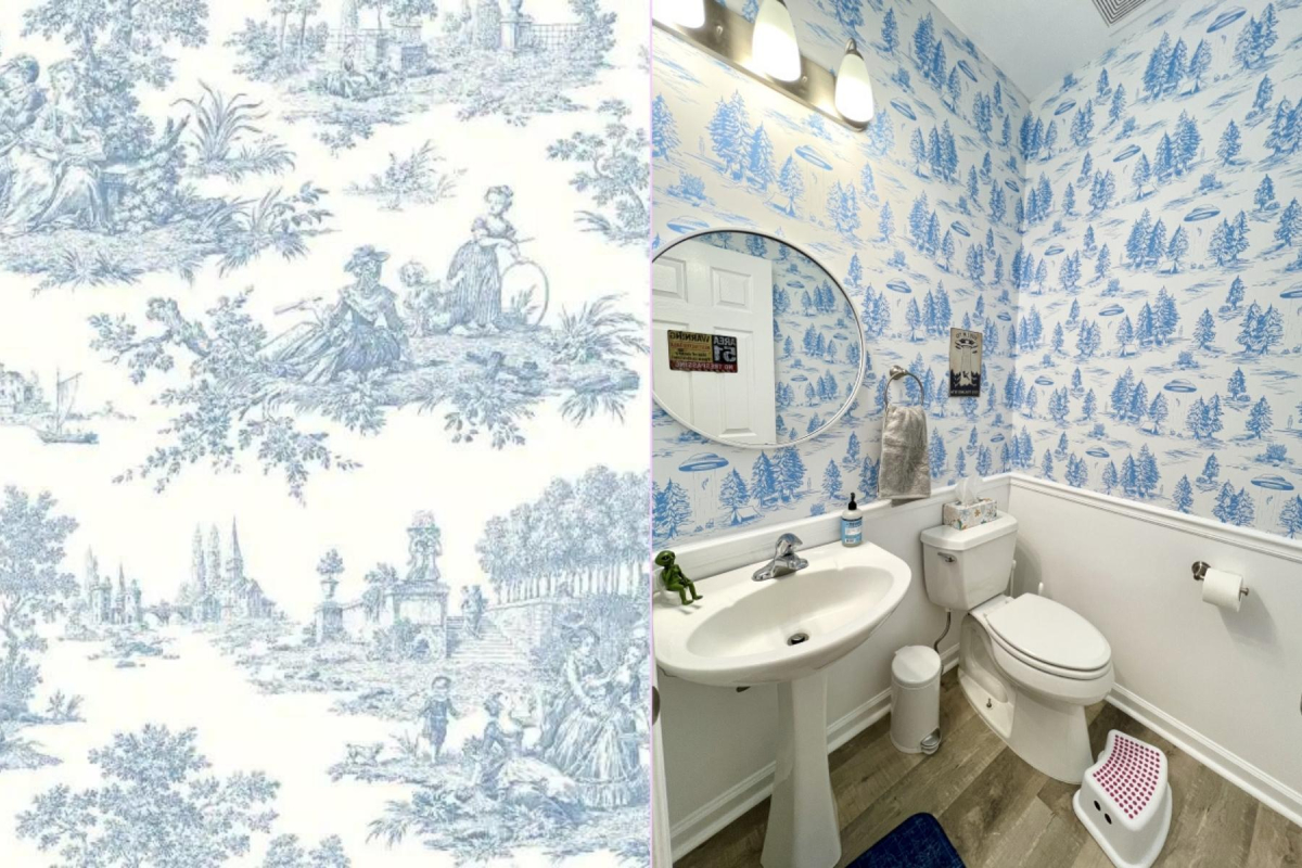Blue Toile Fabric Wallpaper and Home Decor  Spoonflower