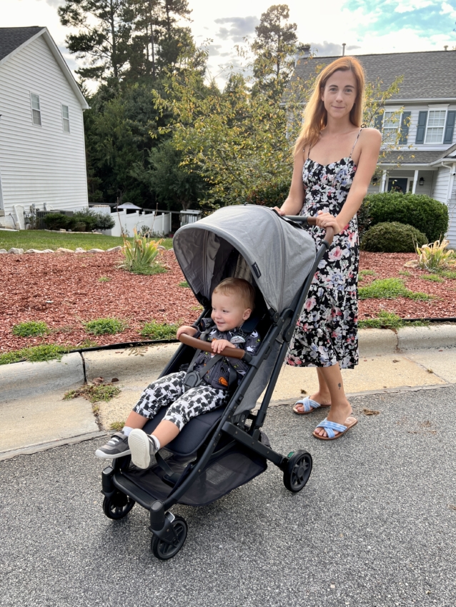 Compact stroller in use