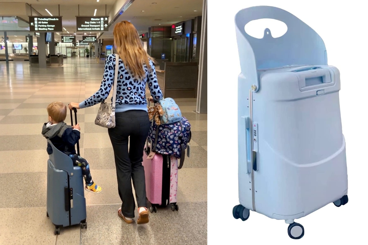 travel suitcase with child seat