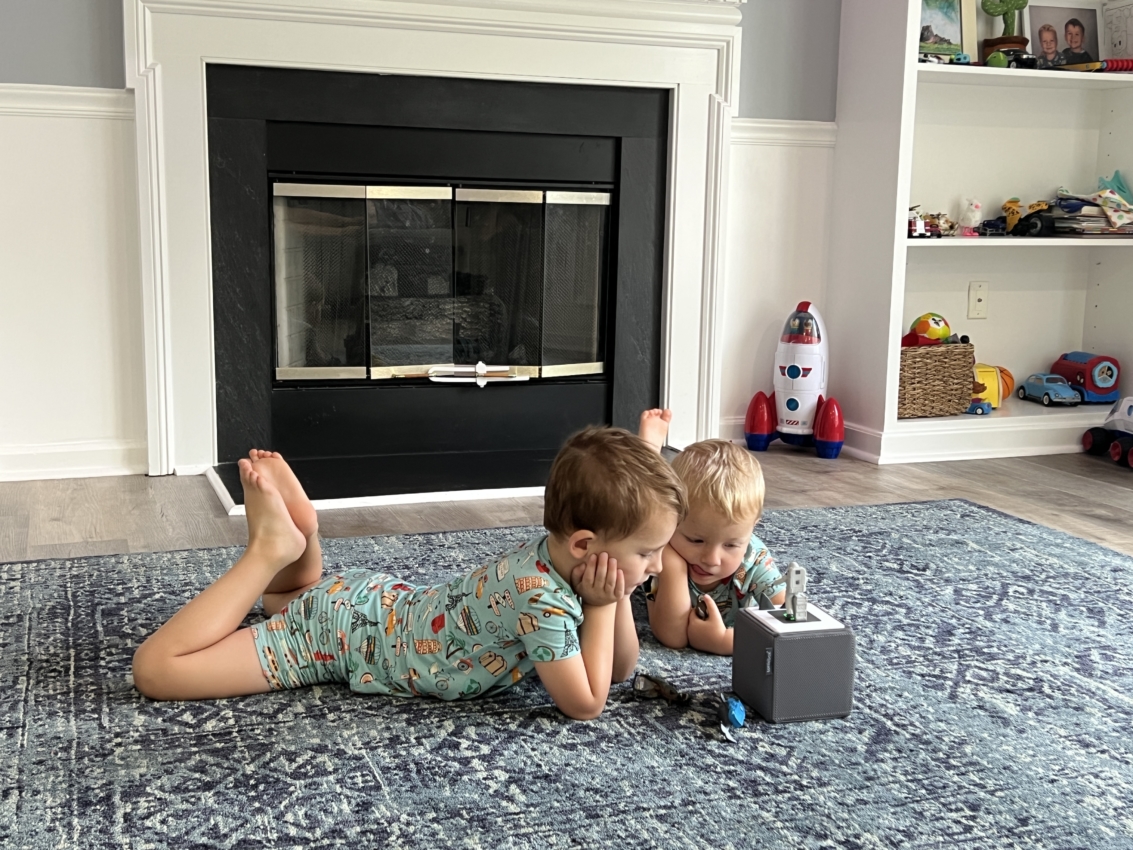 Children listening to Tonies box, one of the best toys for 3-year olds.